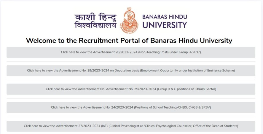Official Notification BHU Junior Clerk Recruitment 2025