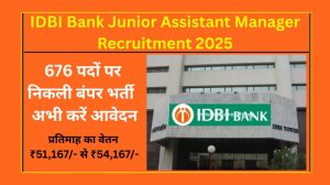 IDBI Bank Recruitment 2025 Junior Assistant Manager