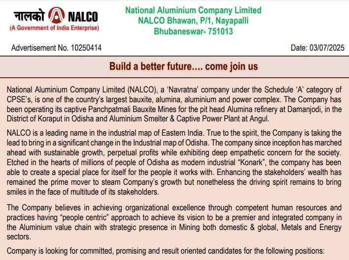 NALCO Recruitment 2025