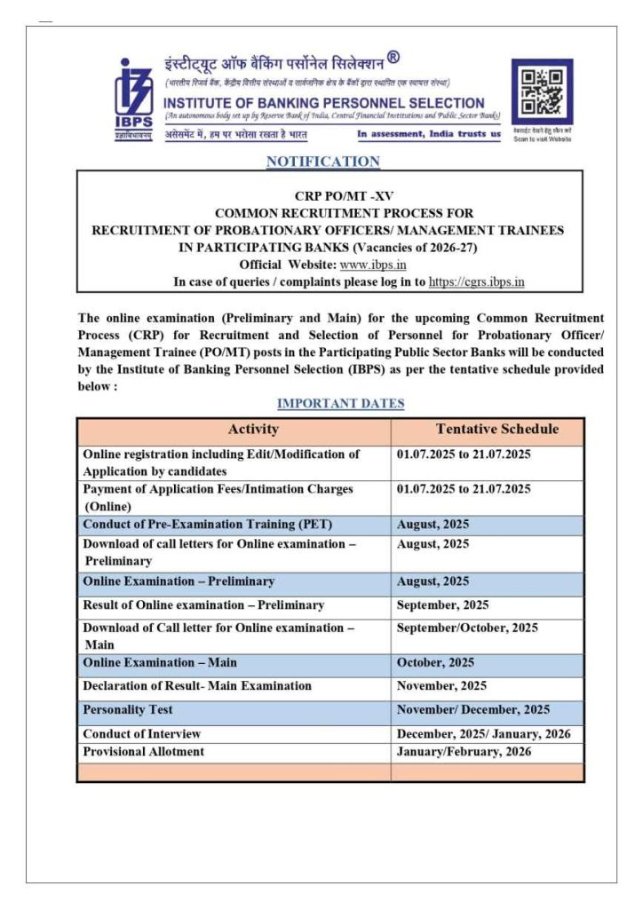 IBPS SO 15th Online Form 2025
