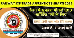 Railway ICF Trade Apprentices Bharti 2025