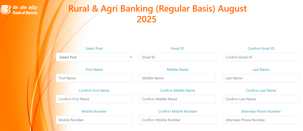 Registration page Bank of Baroda Bharti 2025