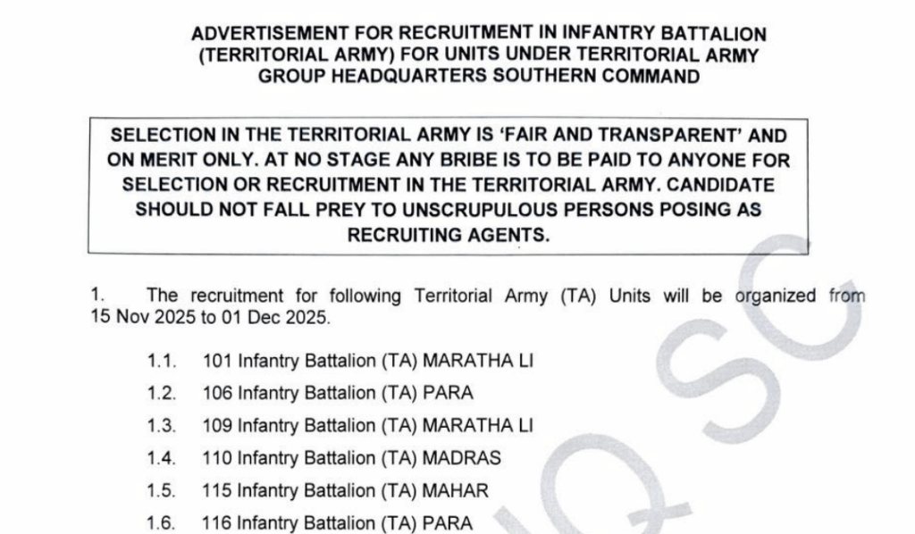 Official Notification TA Rally Bharti 2025