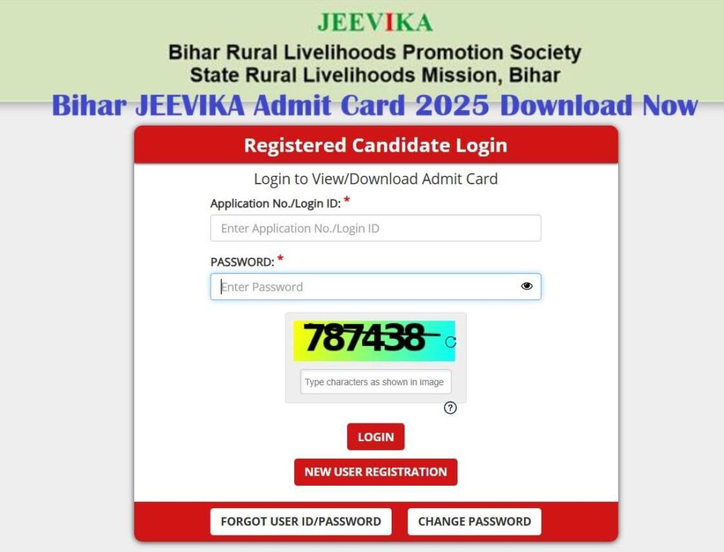 Official Website Bihar JEEVIKA Admit Card 2025